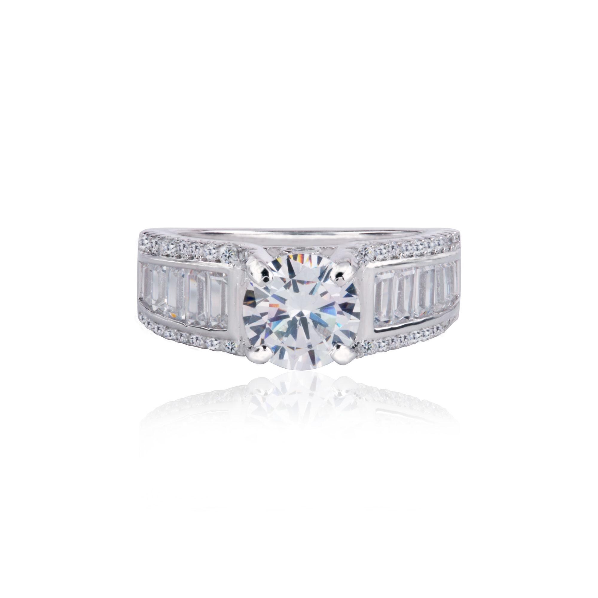 3 Carat D Color Moissanite Rhodium Plated Multi-Row Engagement Ring Wedding Ring Birthday Anniversary Gifts