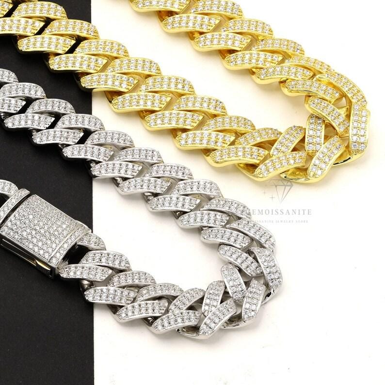 Final Iced Out CZ Cuban Link Chain: 925 Sterling Silver, 14k Gold