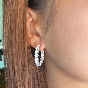 925 Sterling Silver D Color VVS1 12 ct Moissanite Diamond Hoop Earrings For Women/Wedding Birthday Anniversary Gift