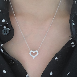 14K Solid White Gold 0.6 Carat Moissanite Diamond Heart Shape Pendant Necklace Wedding Birthday Anniversary Gift