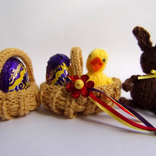 KNITTING PATTERN Easter Basket Creme Egg Cover Chick & Bunny Etsy