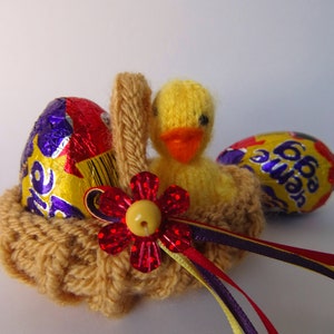 KNITTING PATTERN easter basket creme egg cover Chick & Bunny image 5