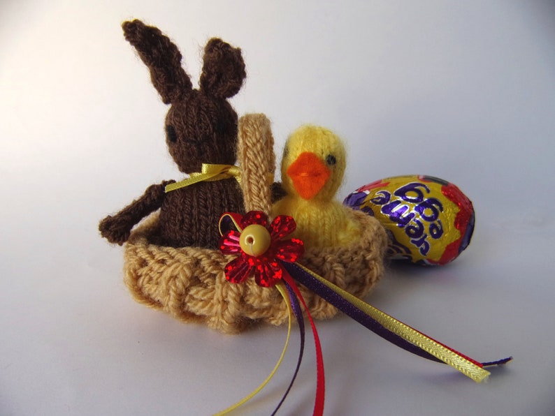 KNITTING PATTERN easter basket creme egg cover Chick & Bunny image 10