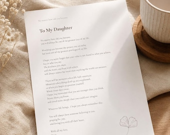 Printable Letter to Daughter | Heartfelt Mom Keepsake (Digital Download)