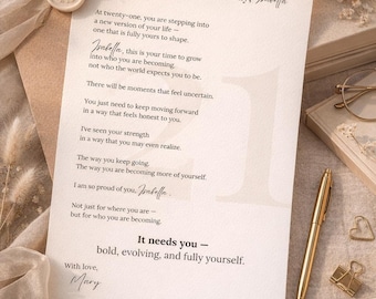 Personalized 21st Birthday Letter, Minimalist Keepsake, Meaningful Gift (Digital Download)