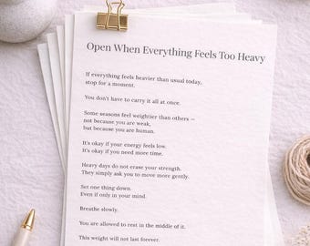 Open When You Need Me Letter | Emotional Support Printable PDF