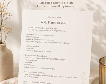 Future Husband Wedding Day Letter | Romantic Bride to Groom Printable (Digital Download)