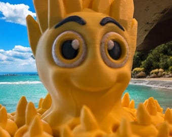 Spiky-Haired Octopus Buddy – Articulated Fidget Toy | 3D Printed Cute Desk Pet