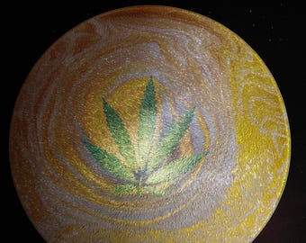 Marijuana Leaf Glass Tray