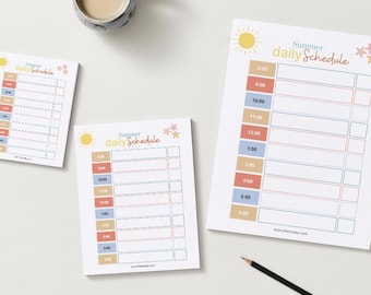 Summer Daily Schedule Printable: Hourly Planner for Kids (PDF)