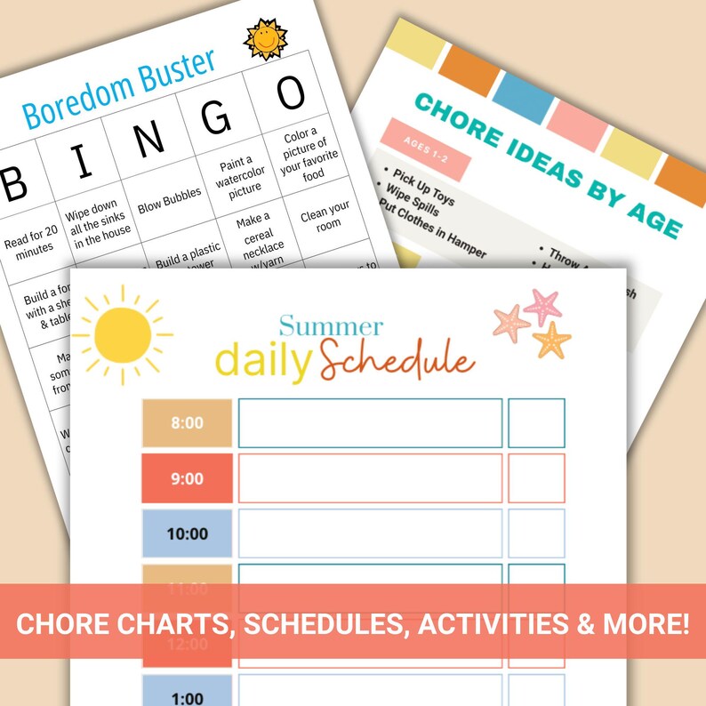 Summer Planner Bundle for Moms: Chore Charts, Activity Ideas, Bucket ...