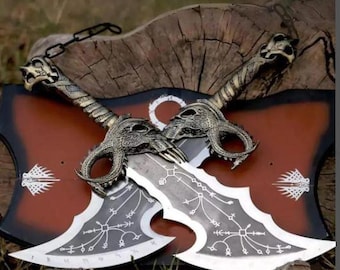 God of War Blades of Chaos Replica-Handmade Metal Axe Twin Blade Kratos Metal Cosplay , Collectible Fantasy Sword, Gamer gift-Gift for him