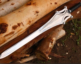 Handmade HE Man Power Sword Replica | Master of the Universe Replica Fantasy Sword With Leather Wrapped Handle & Leather Sheath Gift for him