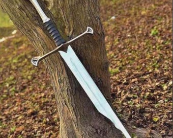 Halloween Broken Sword Replica – Handmade Shards of Narsil Inspired Fantasy Collectible with Sheath and Wall Mount, Cosplay Prop Wall Decor