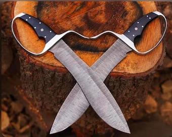 Handcrafted Damascus Steel Wing Chun Butterfly Swords Randall Style Practice Blades with Leather Sheaths | Gift for Him, Best item, Hot item