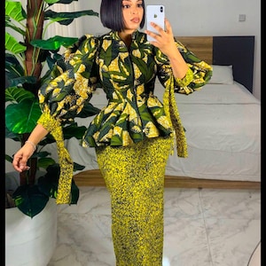 AFRICAN PRINT DRESS,Ankara Dress, Church dress Cotton AfricanFabric Long short sleeve,African Print Dress Party Dress,special Occasion Dress