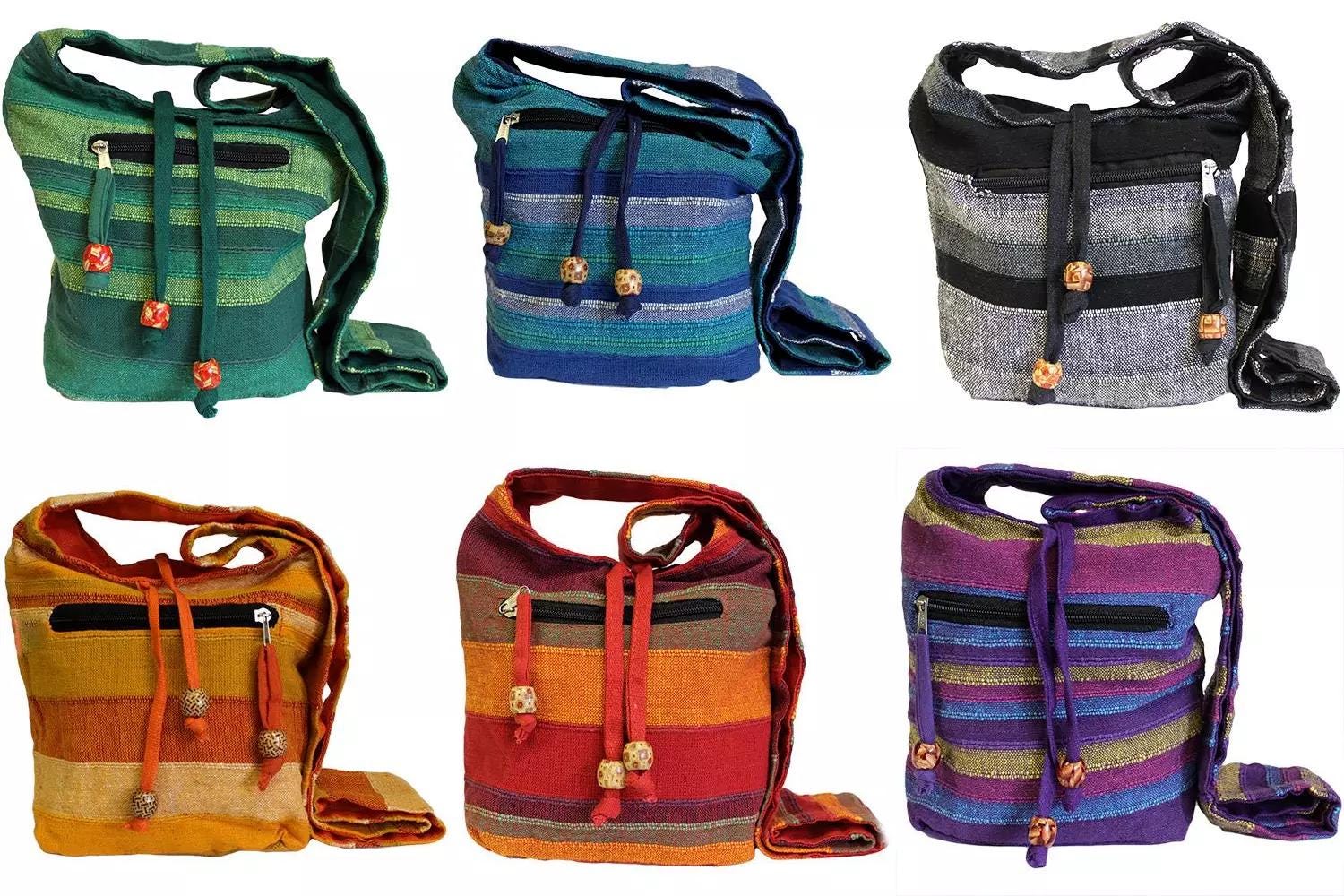 Nepal Boho  Sling Convertible  Backpack Purse – Handwoven Cotton Roll-Up Bag Nepal Sling Bag - Etsy main image 2