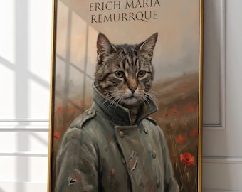 Erich Maria Remurrque Katzen Druck | WWI Portrait (Digitaler Download)