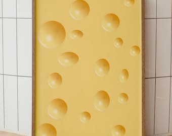 Abstract Swiss Cheese Print, Pop Art Yellow Kitchen Decor (Digital Download)