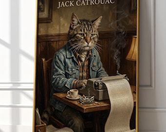 Jack Catrouac Katze Kunstdruck | Beat Generation Portrait (Digitaler Download)