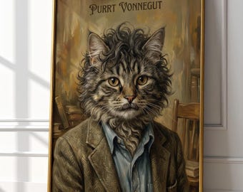 Purrt Vonnegut Portrait | Katze Sci-Fi Kunstdruck (Digital Download)