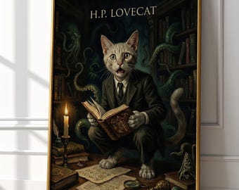 H.P. Lovecat Portrait | Gothic Cthulhu Cat Art (Digital Download)