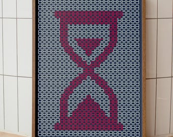 Digitales Hourglass Poster, 7-Felder Display Art, Retro Cyberpunk Print (digitaler Download)