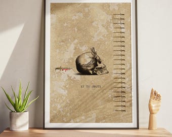 Et Tu Brute Poster | Julius Caesar Assassination Art | Shakespeare Gift | Ancient Rome History | Dark Academia Skull | 23 Daggers Print