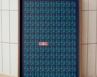 Pixel Kunst-Druck, Retro 8-Bit Büro Deko, HA-HA Sprechblase (Digitaler Download)