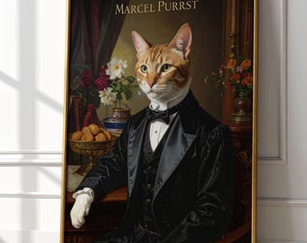 Marcel Purrst Katze Kunstdruck | Französische Literatur Geschenk (Digitaler Download)