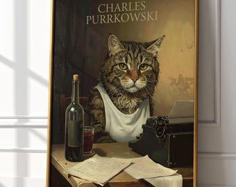 Charles Purrkowski Katze Kunstdruck | Bukowski Literatur Poster (Digitaler Download)