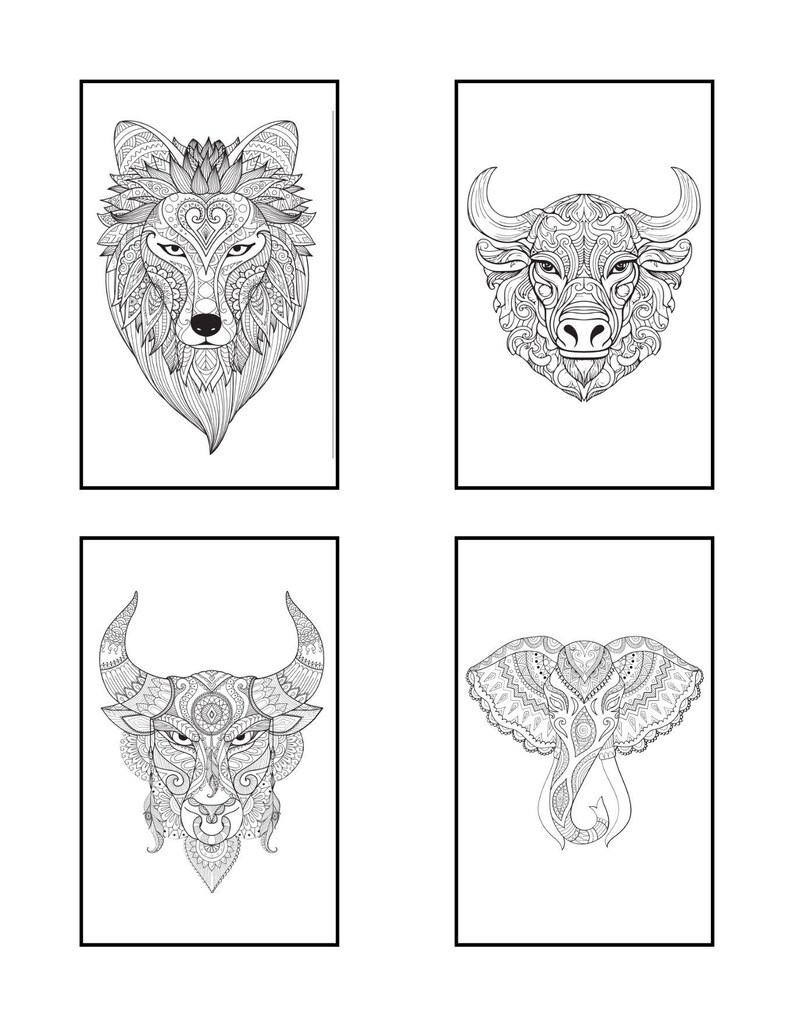 Mandala Animals Coloring Book, 50 Pages (PDF Pattern) - Etsy