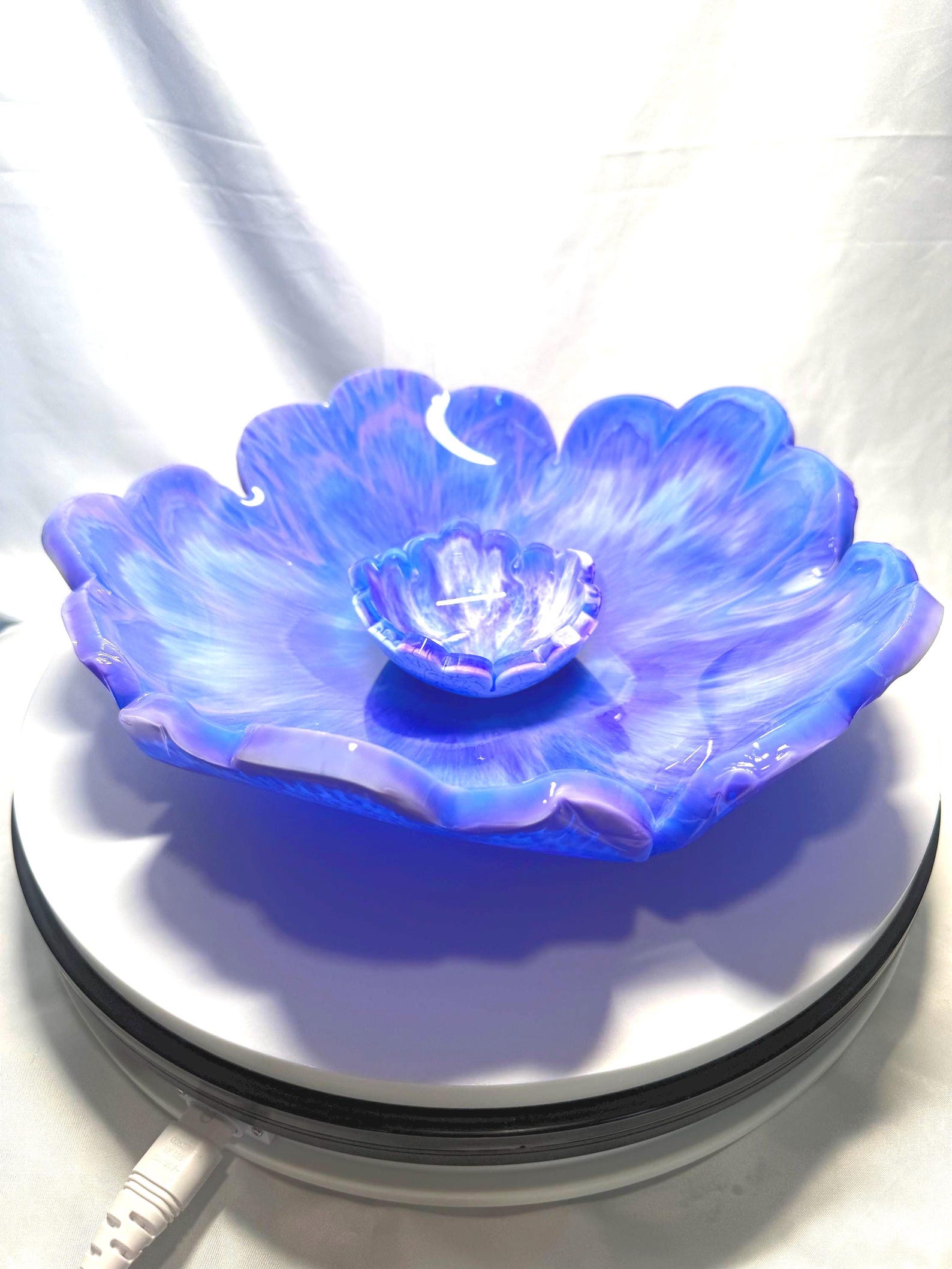 One of a Kind Resin Chip and Dip Bowl, Lilac, Putple and Teal, Artisan Serving Piece