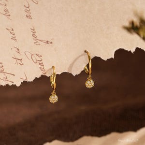 Minimalist Diamond Huggie Hoop Earrings, Gold Diamond Dangle Earrings, Dainty Diamond Drop Earrings, Valentines Day Gift, Gifts for Mom
