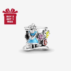 Disney Alice in Wonderland Charm for Bracelet or Necklace Silver, Necklace Pendant, Christmas Handmade, Gift for Her,Travel Pendant