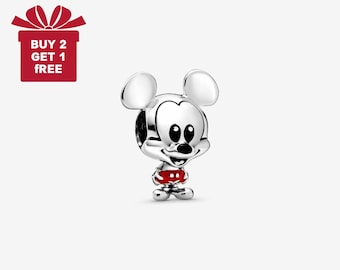 Charm de Mickey Mouse de Disney para pulsera o collar de plata, colgante de collar, hecho a mano para Navidad, regalo para ella, colgante de viaje