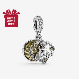 Disney Beauty and the Beast Dancing Charm for Bracelet or Necklace Silver, Necklace Pendant, Christmas Handmade, Gift for Her,Travel Pendant