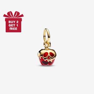 May include: A gold-coloured charm shaped like a red apple with a skull design. The apple has a gold-coloured top and a loop for attaching to a bracelet or necklace. The image also includes a red gift box with the text "BUY 2 GET 1 FREE".