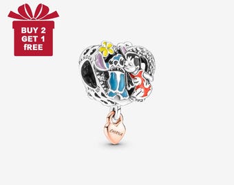 Disney Ohana Lilo & Stitch Charm für Armband oder Kette Silber, Halskette Anhänger, Weihnachten handgefertigt, Geschenk für Sie, Reise Anhänger