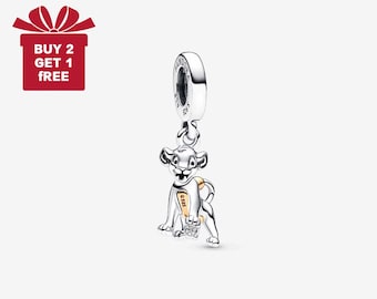 Disney 100th Anniversary Simba Charm for Bracelet or Necklace Silver, Necklace Pendant, Christmas Handmade, Gift for Her,Travel Pendant
