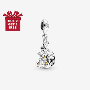 Disney Beauty and the Beast Belle Charm for Bracelet or Necklace Silver, Necklace Pendant, Christmas Handmade, Gift for Her,Travel Pendant