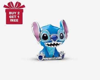 Disney Stitch Charm for Bracelet or Necklace Silver, Necklace Pendant, Christmas Handmade, Gift for Her,Travel Pendant