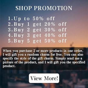 May include: Promotional graphic with text: Up to 50% off, Buy 1 get 20% off, Buy 2 get 30% off, Buy 3 get 40% off, Buy 5 get 50% off. Includes a call to action to view more. The background is a gradient of blue and orange.