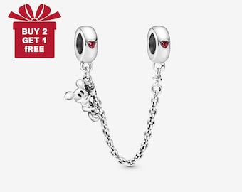 Disney Climbing Mickey Mouse Safety Chain for Bracelet or Necklace Silver, Necklace Pendant, Christmas Handmade, Gift for Her,Travel Pendant