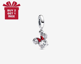 Disney Minnie Mouse Silhouette Charm for Bracelet or Necklace Silver, Necklace Pendant, Christmas Handmade, Gift for Her,Travel Pendant