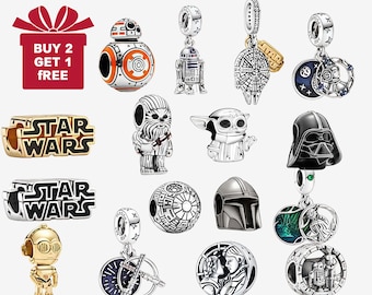 Pingente personalizado de Star Wars para pulseira ou colar, prata, feito à mão, presente de Natal para ela.