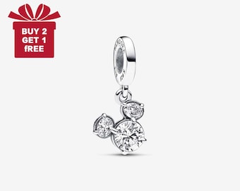 Charm de Mickey Mouse de Disney para pulsera o collar de plata, colgante de collar, hecho a mano para Navidad, regalo para ella, colgante de viaje