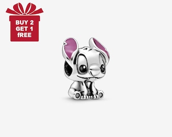 Disney Lilo und Stitch Charm für Armband oder Kette Silber, Halskette Anhänger, Weihnachten handgefertigt, Geschenk für Sie, Reise-Anhänger