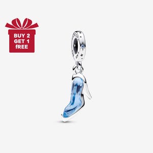 Disney Cinderella Glass Slipper Charm for Bracelet or Necklace Silver, Necklace Pendant, Christmas Handmade, Gift for Her,Travel Pendant