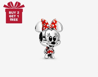 Charm de Minnie Mouse de Disney para pulsera o collar de plata, colgante de collar, hecho a mano para Navidad, regalo para ella, colgante de viaje